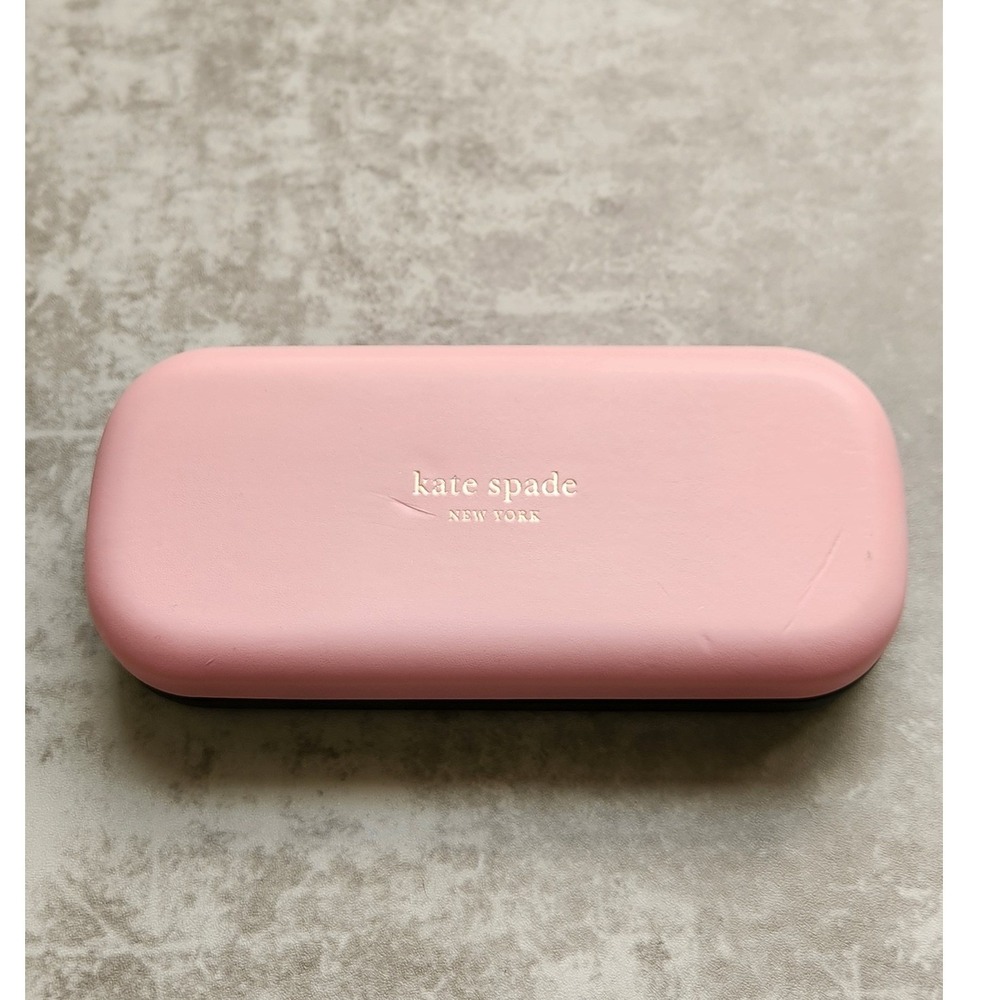 Kate Spade Glasses Case Women OS Pink Green Excellent Hard Shell Cleaning Cloth